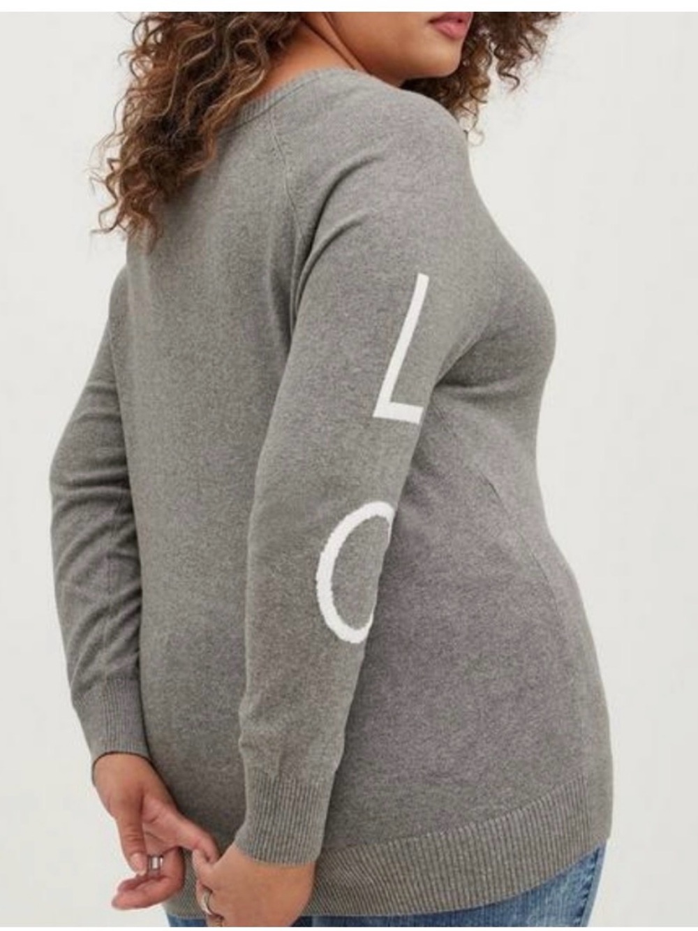 NWOT Torrid Gray Hearts “LOVE” Long Sleeve Reglan Pullover Swearer 2/2X - Picture 3 of 14